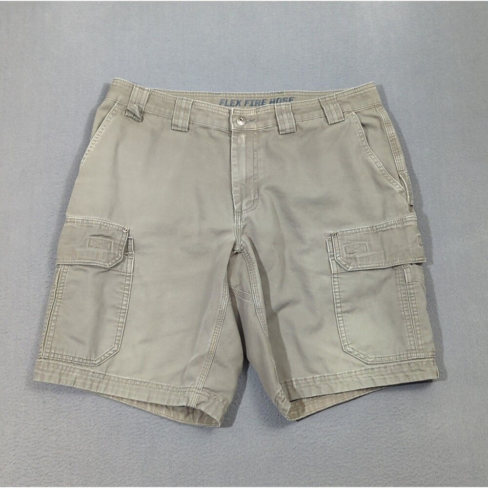 Duluth Shorts Men's 34 Gray Flex Fire Hose Relaxed Fit 11" Cargo Outdoor